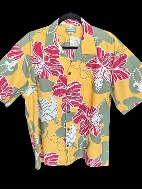 Rare vintage Manuhealii green tag shirt full button polyester cotton XL NWT